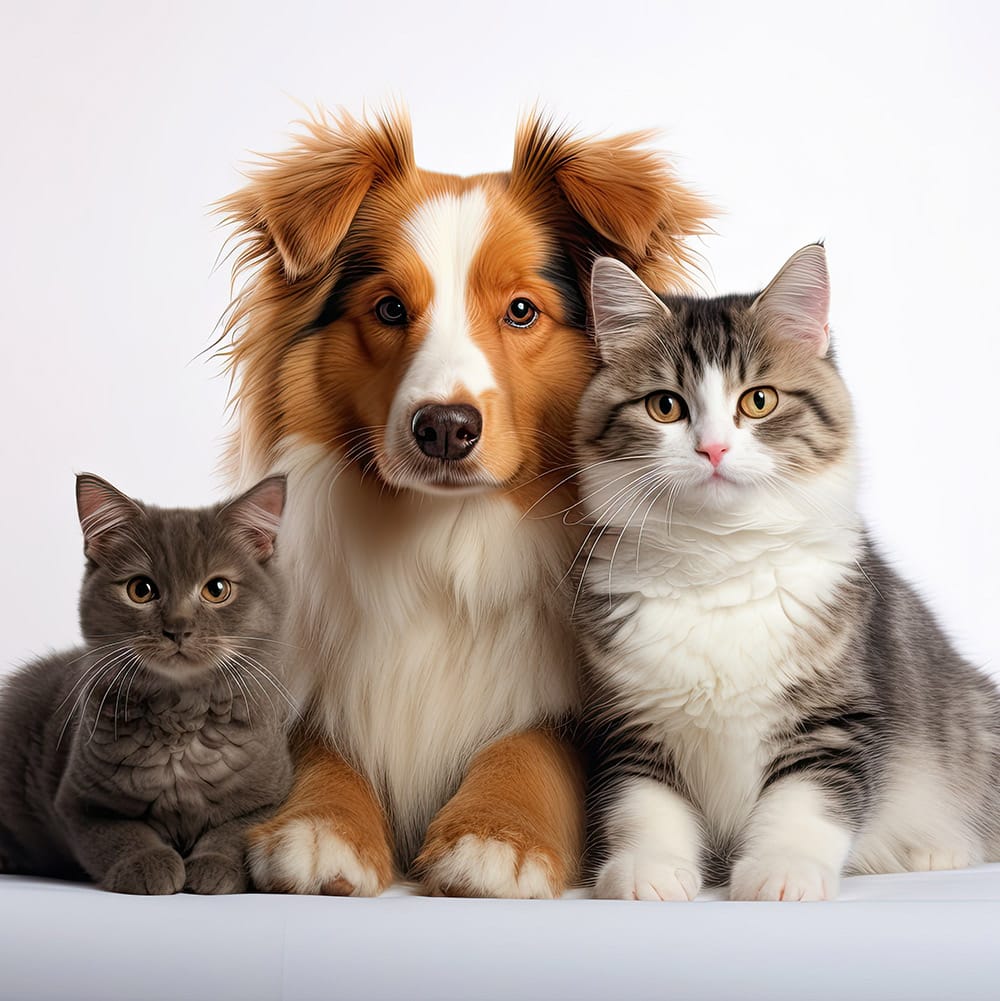 dog and two cats